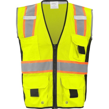 IRONWEAR Safety Vest Class 2  w/ Zipper, Radio Tabs & Pocket Grommets (Lime/Medium) 1245-LZ-RD-2-MD